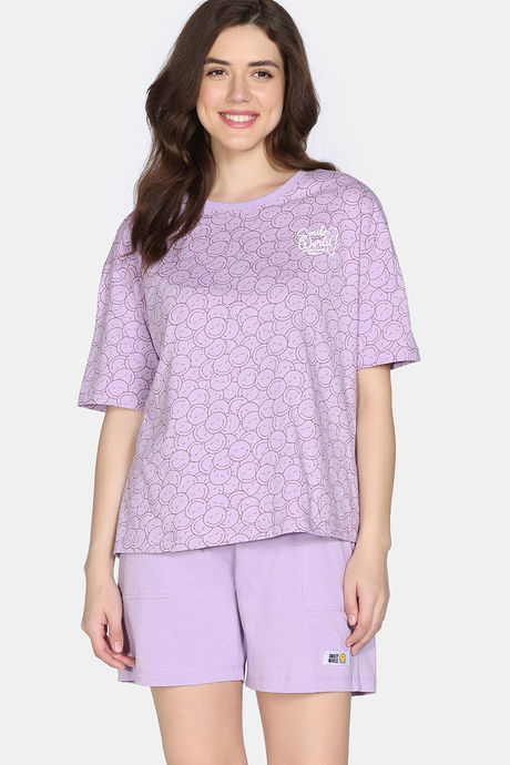 Zivame 2 Mile Fashion Knit Cotton Loungewear Set - Orchid Bloom — image 3